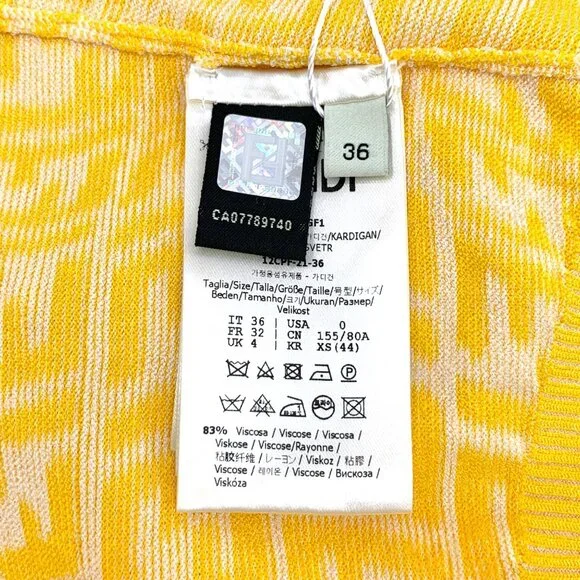 Fendi Yellow logo jacquard all-over print knit cardigan - Picture 6 of 8